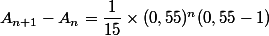 A_{n+1}-A_n=\dfrac{1}{15}\times (0,55)^n(0,55-1)